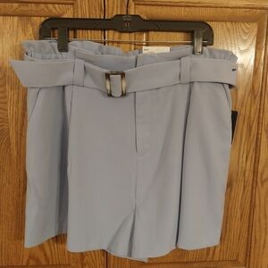 Nine West NWT Women's Belted Paperbag Waist Shorts Size XL Purple Dressy Pleated